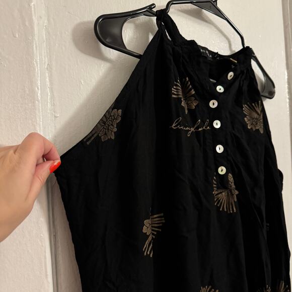 Living Hula Black Dress Vacay  Resort Elegant Breezy Romantic Floral Whimsygoth - Picture 5 of 9